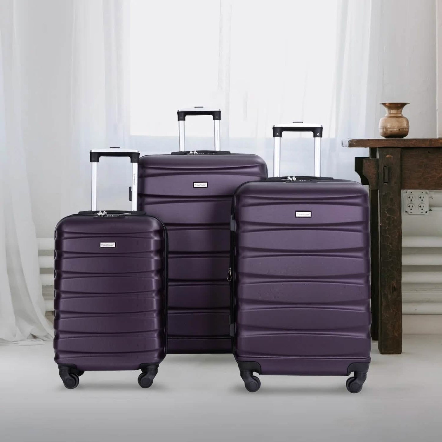 3-Pieces Set: Expandable Luggage Sets ABS Lightweight Suitcase DailySale