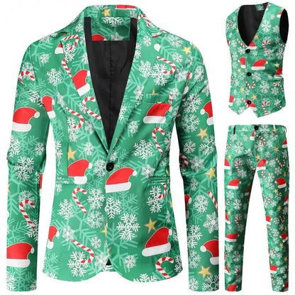3-Pieces Set: Fun Ugly Christmas Costumes For Men - Complete Xmas Suit: Includes Jacket, Pants DailySale