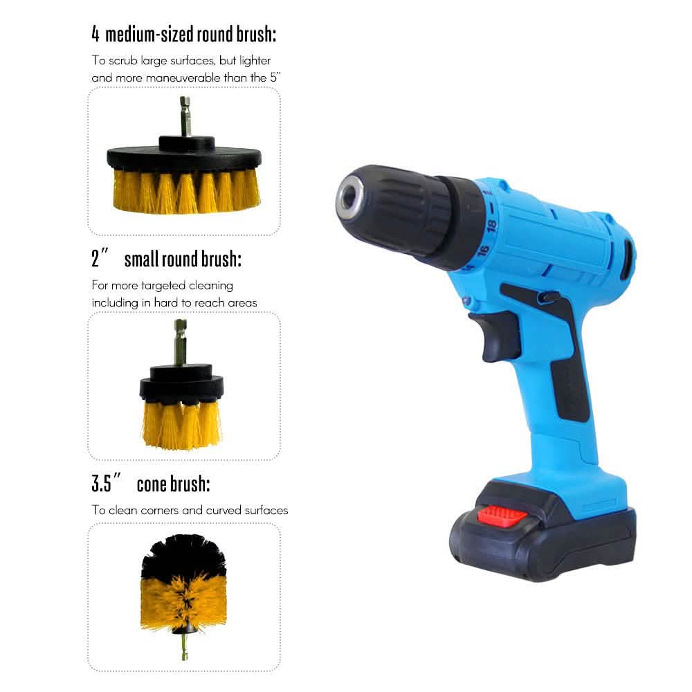 3-Pieces Set: Power Scrubber Brush Set Drill Scrubber Cleaning Brush DailySale