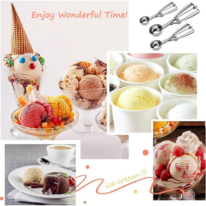 3-Pieces Set: Stainless Steel Cookie Scoops with Trigger Release DailySale