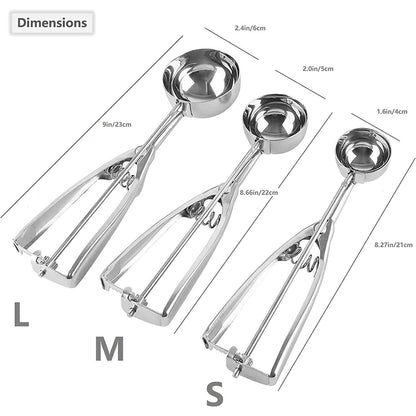 3-Pieces Set: Stainless Steel Cookie Scoops with Trigger Release DailySale