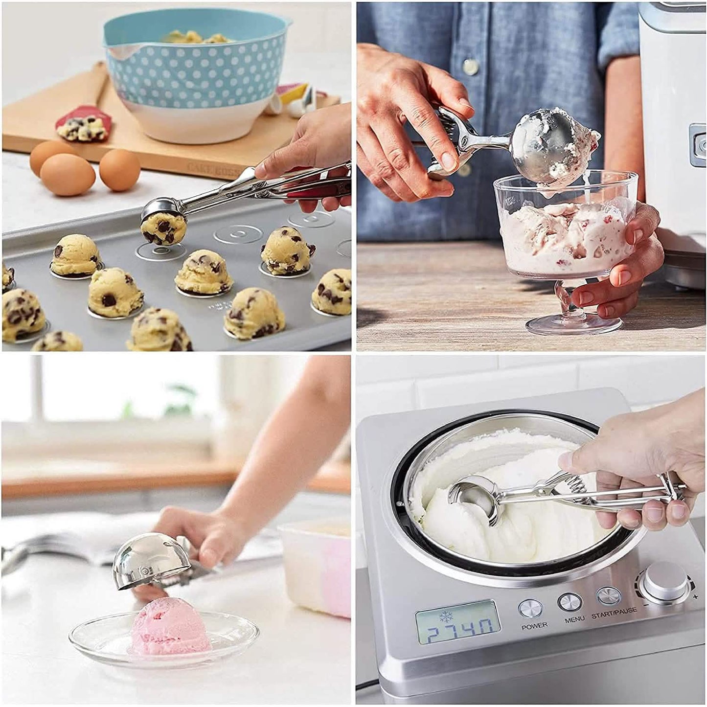 3-Pieces Set: Stainless Steel Cookie Scoops with Trigger Release DailySale