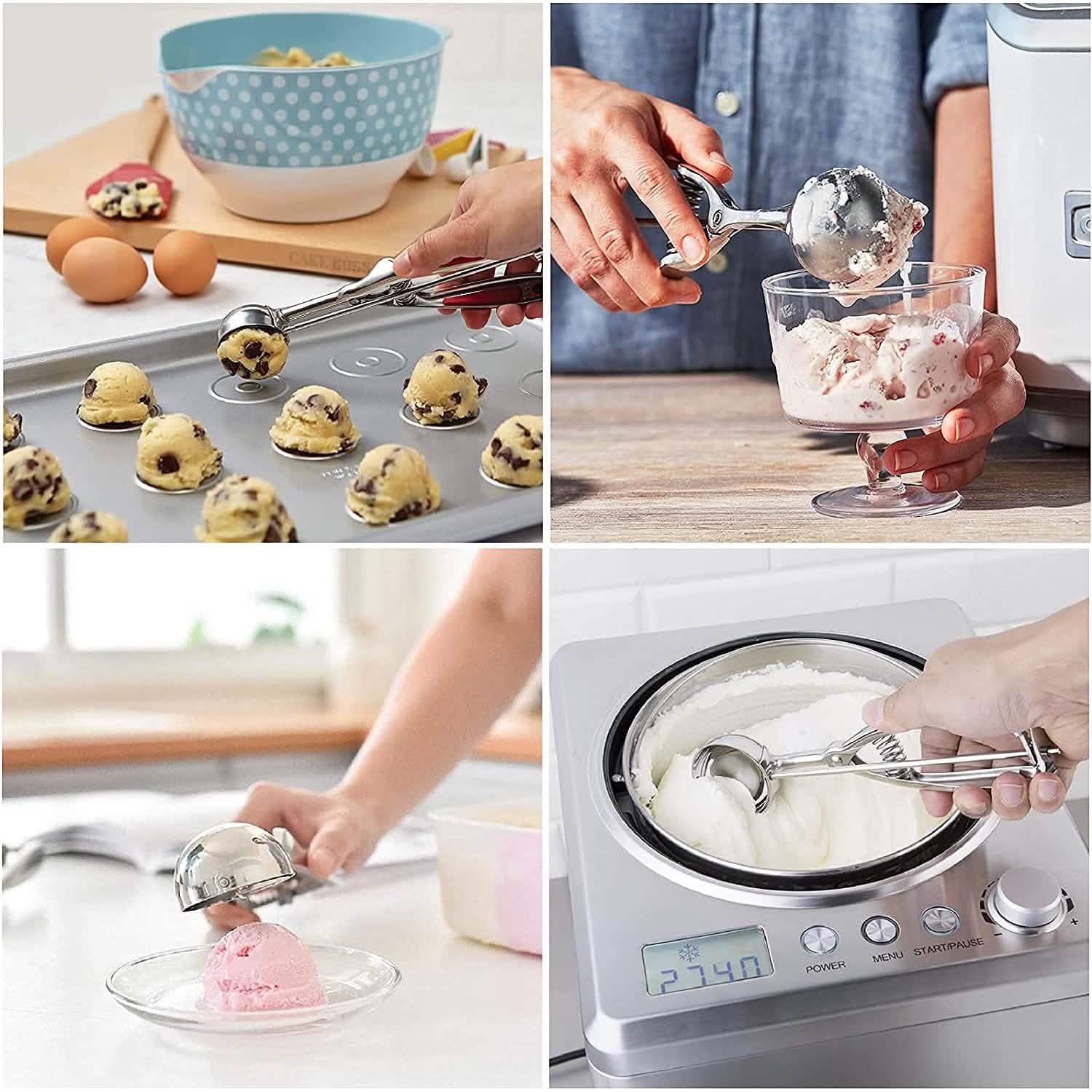 3-Pieces Set: Stainless Steel Cookie Scoops with Trigger Release DailySale