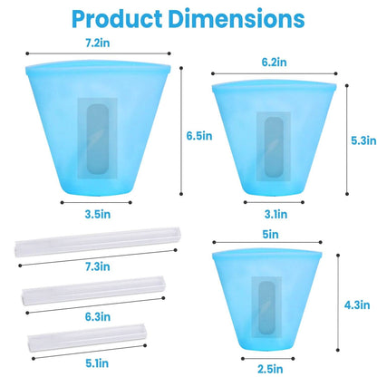 3-Pieces: Silicone Food Storage Bags Reusable Leakproof Food Container Set with 3 Seals DailySale