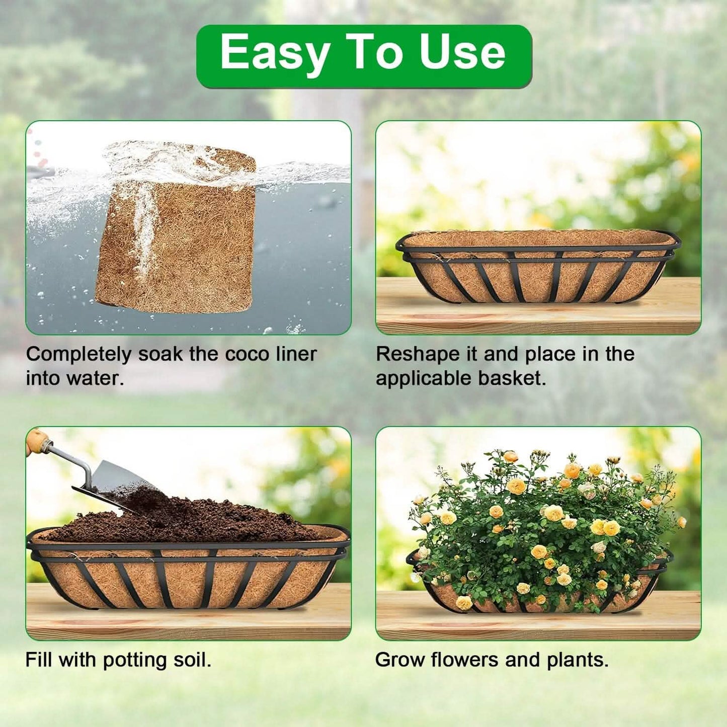 3-Pieces: Trough Coco Basket Half Moon Planter Replacement DailySale