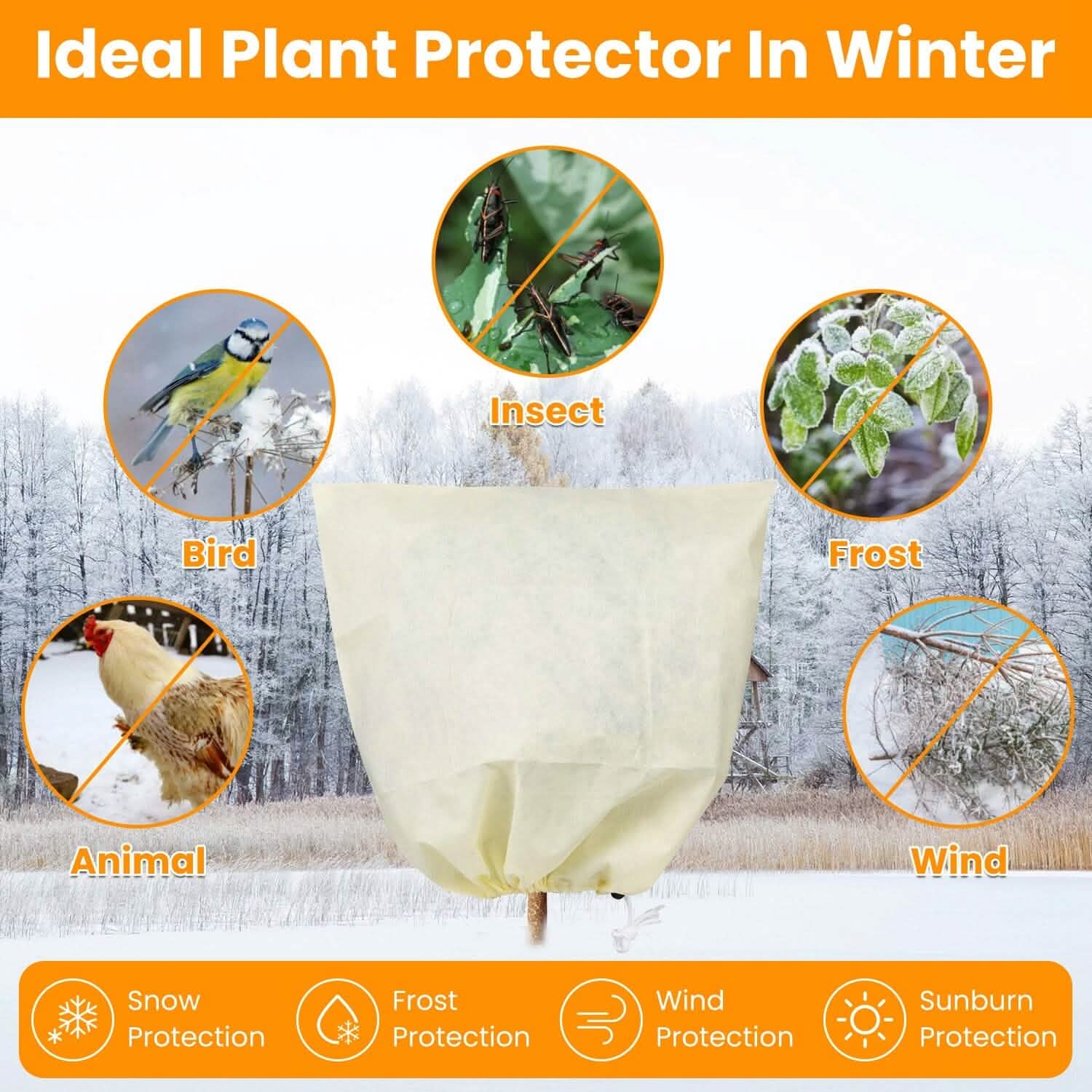 3-Pieces: Winter Plant Cover Bags with Drawstring DailySale