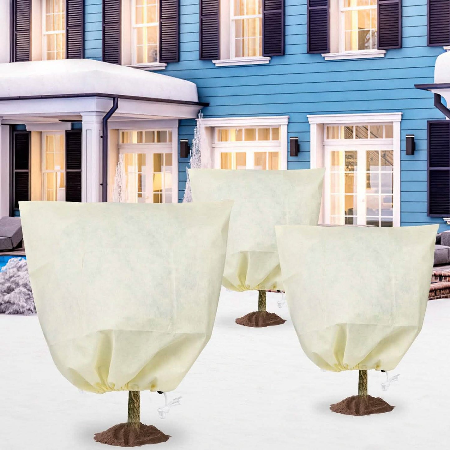 3-Pieces: Winter Plant Cover Bags with Drawstring DailySale