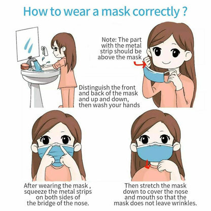 3-Ply Disposable Masks Non-Medical Sanitary Surgical Earloop Face Mask Lot DailySale