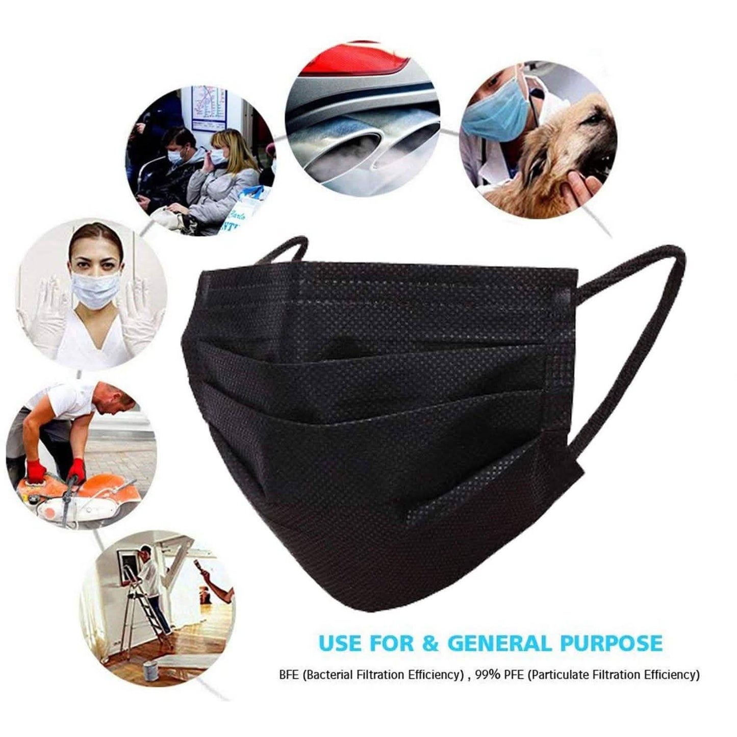 3-Ply Disposable Non-Medical Sanitary Surgical Earloop Face Mask Lot DailySale