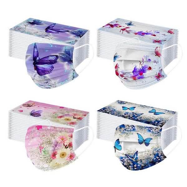 3-Ply Ear Loop Butterfly Printed Mask DailySale
