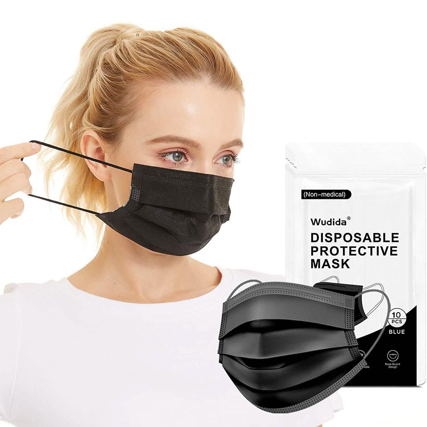 3-Ply Non-Woven Cup Dust Disposable Face Masks with Elastic Earloop DailySale