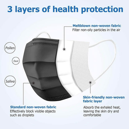 3-Ply Non-Woven Cup Dust Disposable Face Masks with Elastic Earloop DailySale