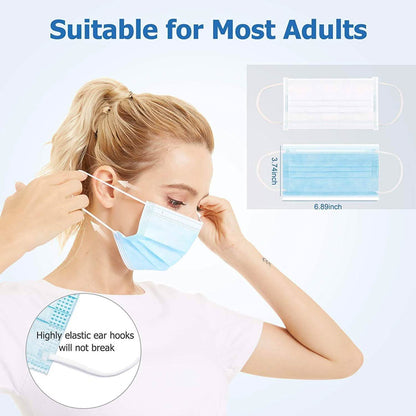 3-Ply Non-Woven Cup Dust Disposable Face Masks with Elastic Earloop DailySale