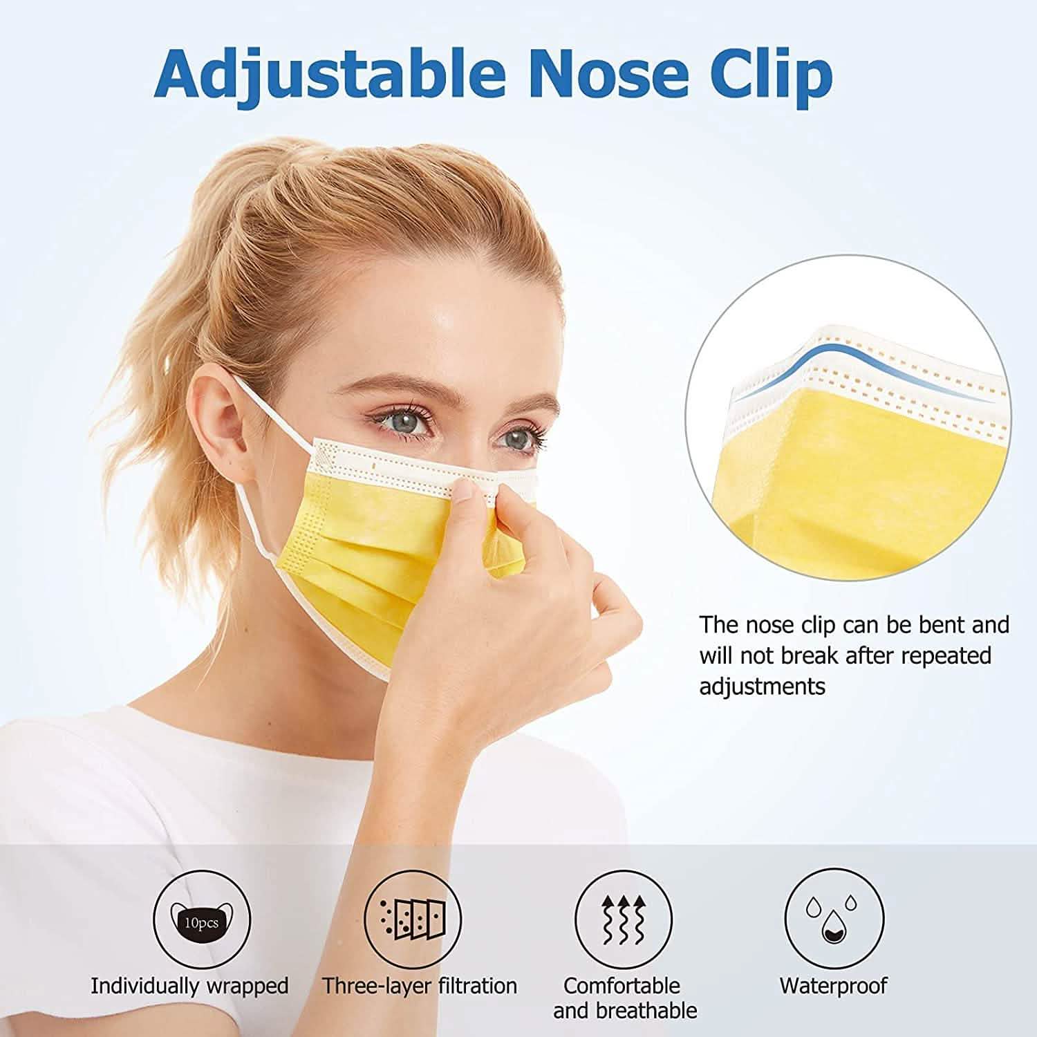 3-Ply Non-Woven Cup Dust Disposable Face Masks with Elastic Earloop DailySale