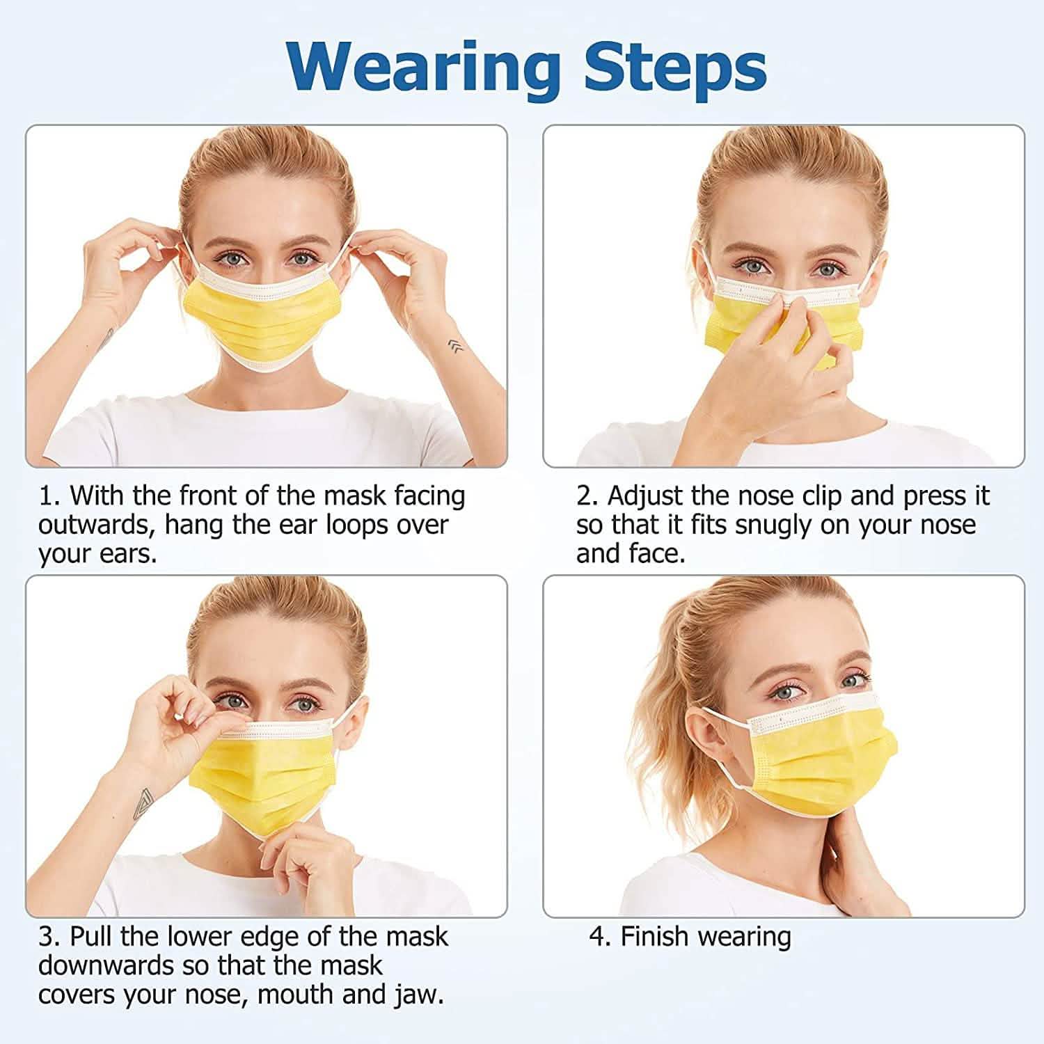 3-Ply Non-Woven Cup Dust Disposable Face Masks with Elastic Earloop DailySale