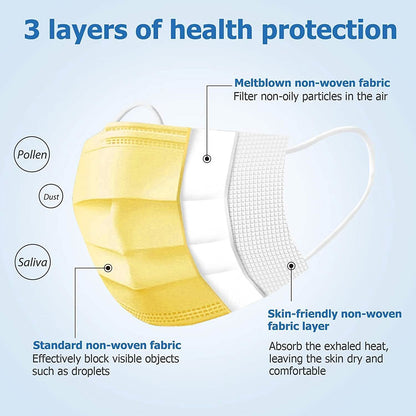 3-Ply Non-Woven Cup Dust Disposable Face Masks with Elastic Earloop DailySale