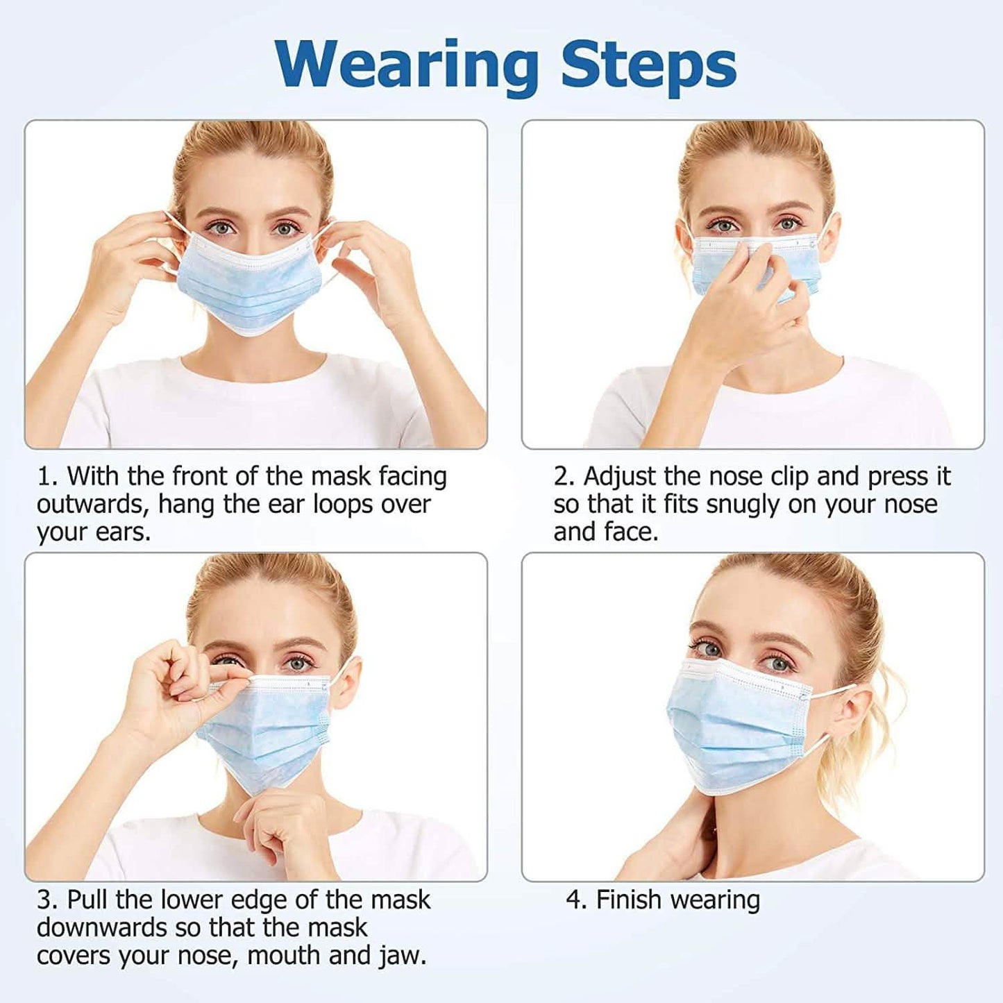 3-Ply Non-Woven Cup Dust Disposable Face Masks with Elastic Earloop DailySale