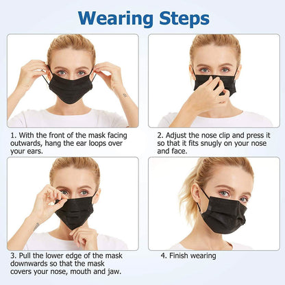 3-Ply Non-Woven Cup Dust Disposable Face Masks with Elastic Earloop DailySale