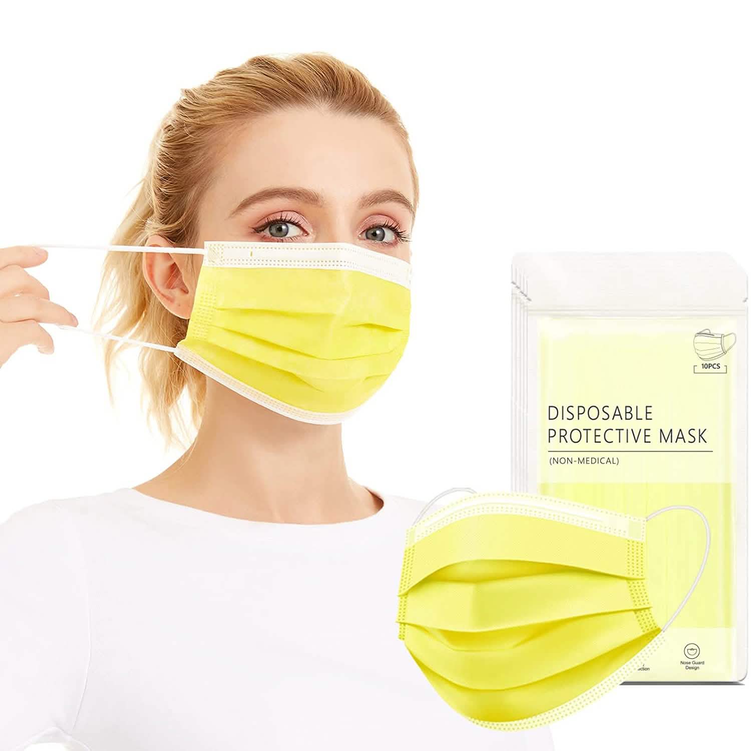 3-Ply Non-Woven Cup Dust Disposable Face Masks with Elastic Earloop DailySale