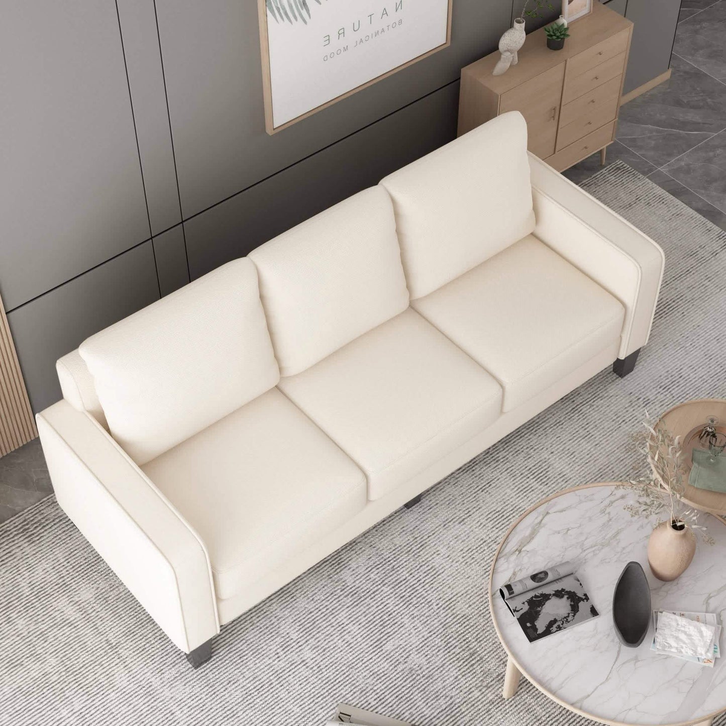 3-Seat Sofa for Living Room-Modern Fabric Sofa Couch with Storage DailySale