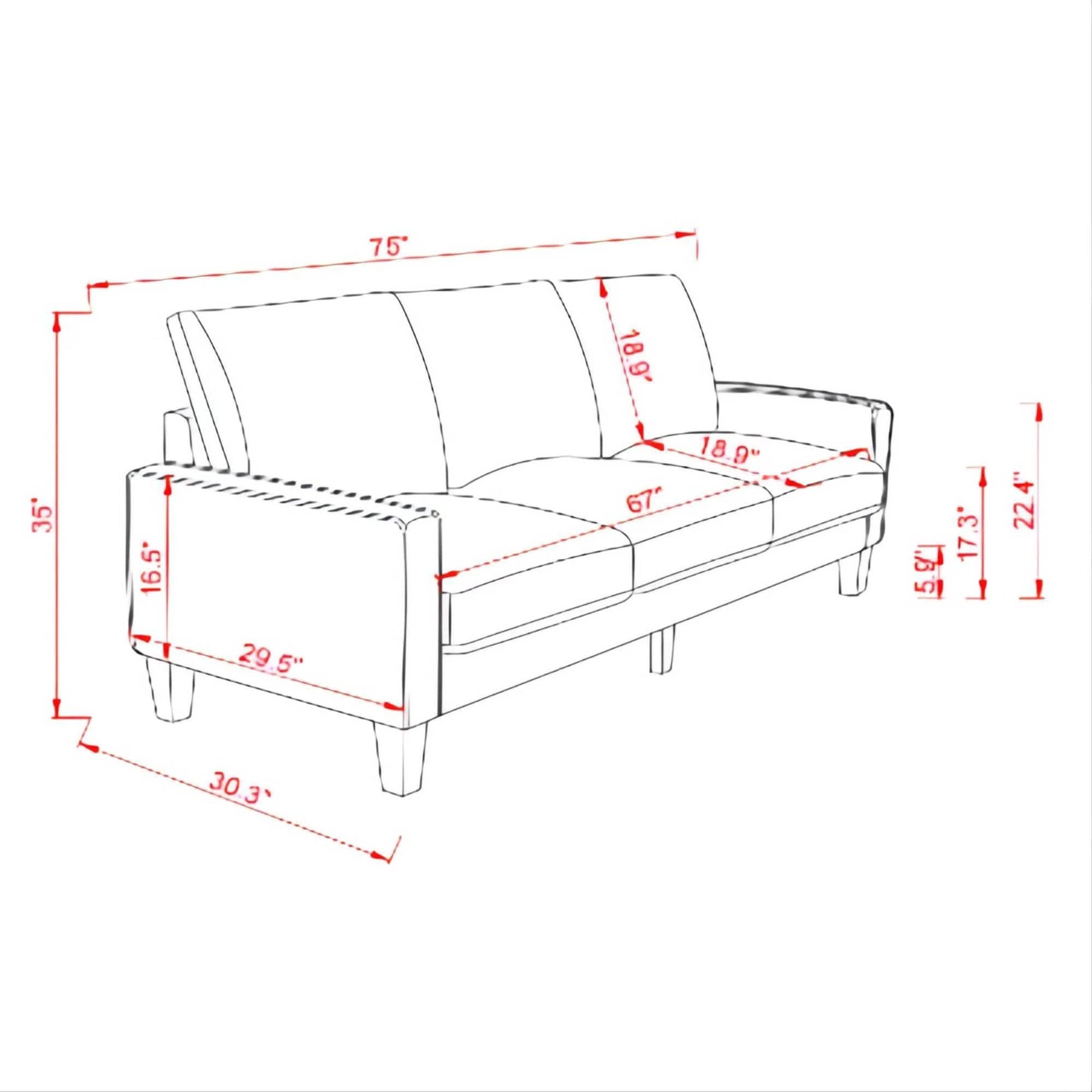 3-Seat Sofa for Living Room-Modern Fabric Sofa Couch with Storage DailySale