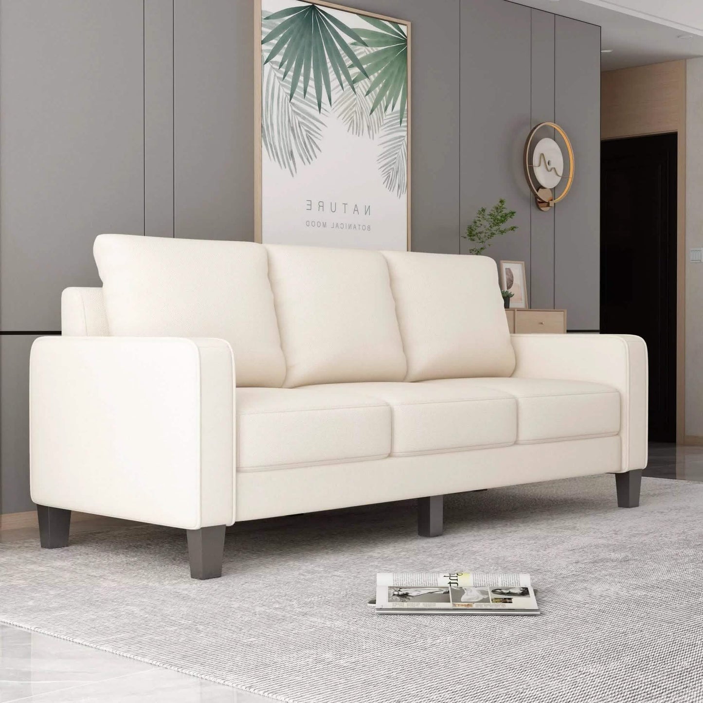 3-Seat Sofa for Living Room-Modern Fabric Sofa Couch with Storage DailySale