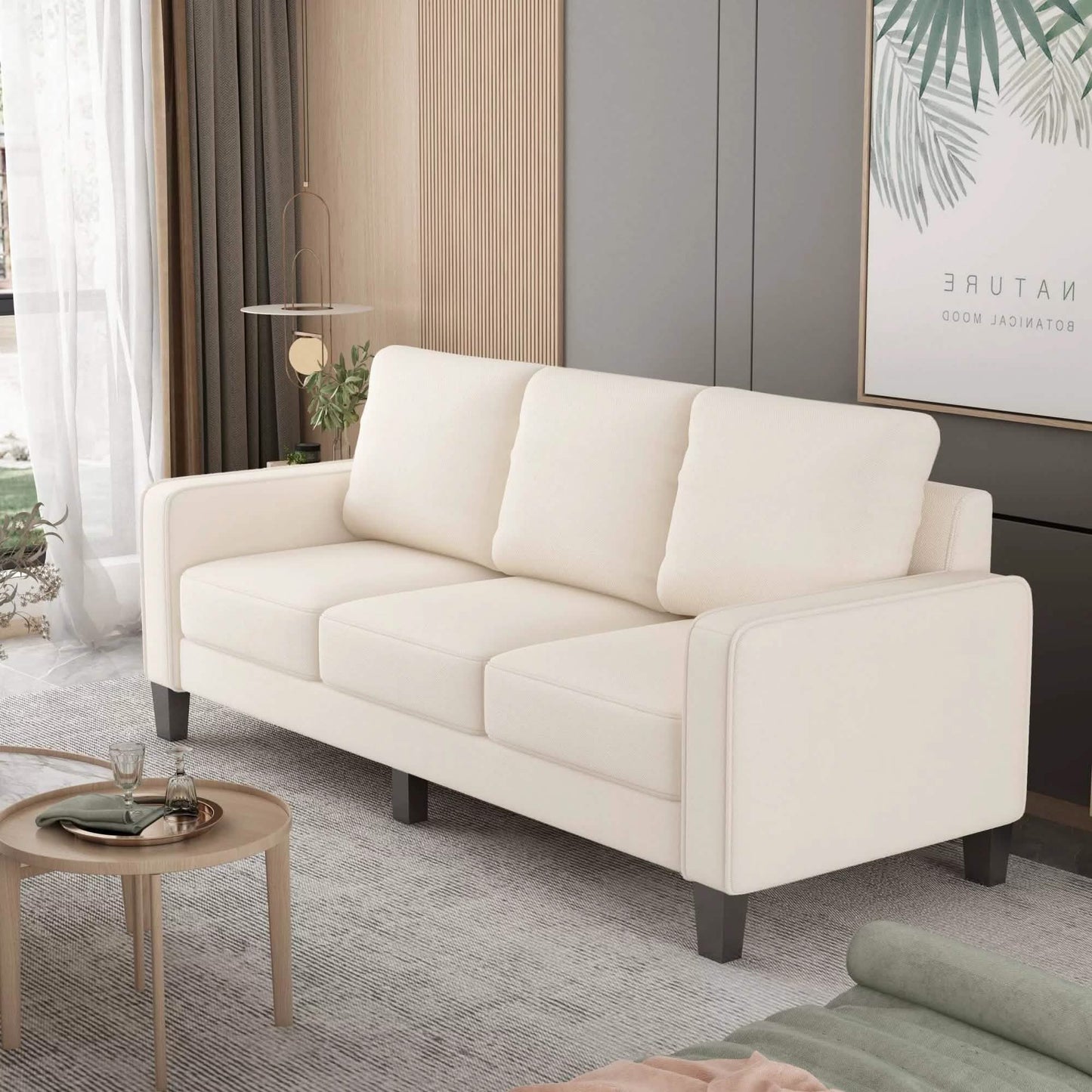3-Seat Sofa for Living Room-Modern Fabric Sofa Couch with Storage DailySale