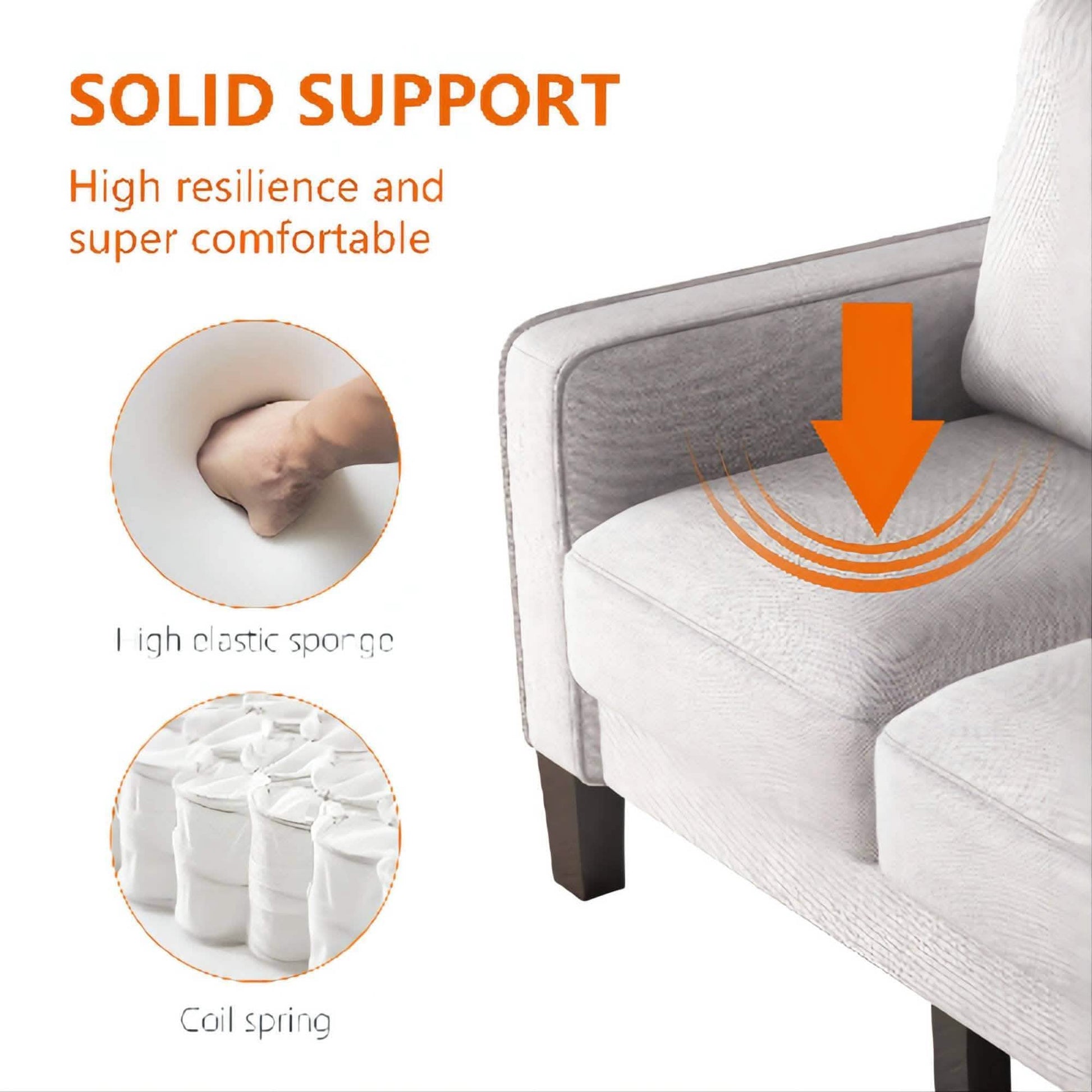 3-Seat Sofa for Living Room-Modern Fabric Sofa Couch with Storage DailySale
