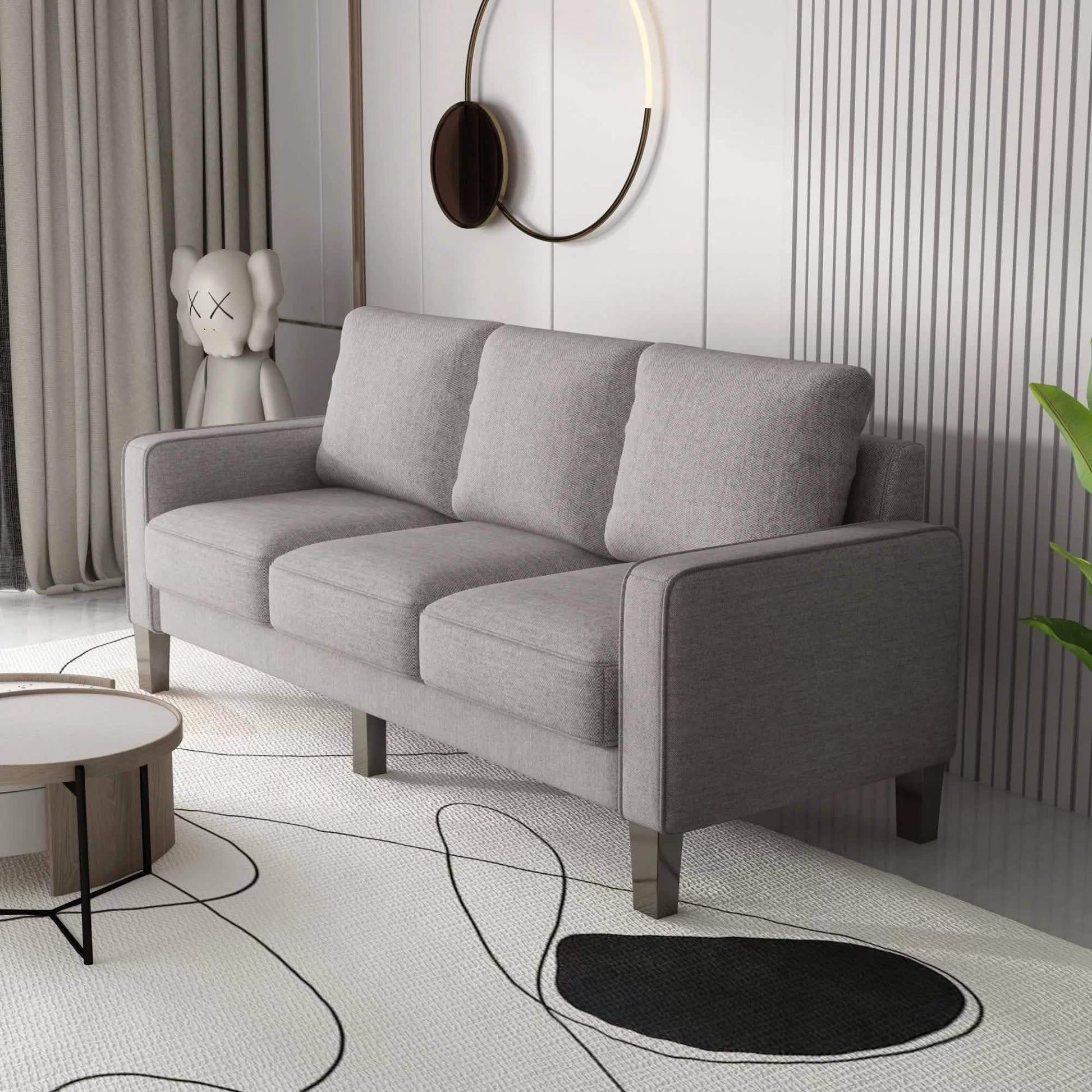 3-Seat Sofa for Living Room-Modern Fabric Sofa Couch with Storage DailySale