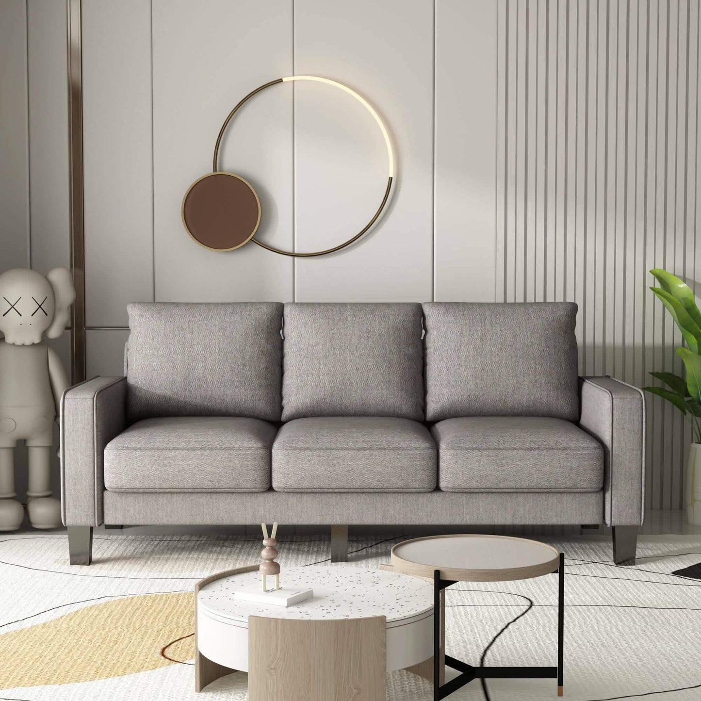 3-Seat Sofa for Living Room-Modern Fabric Sofa Couch with Storage DailySale