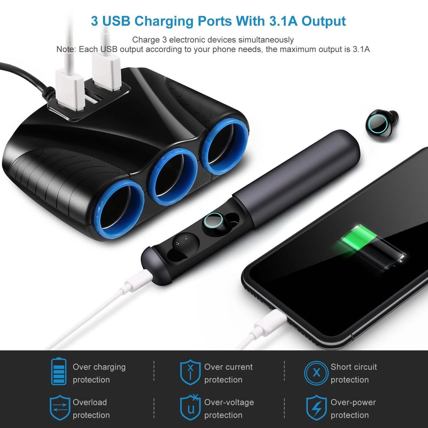 3-Socket Car Cigarette Lighter Splitter DailySale