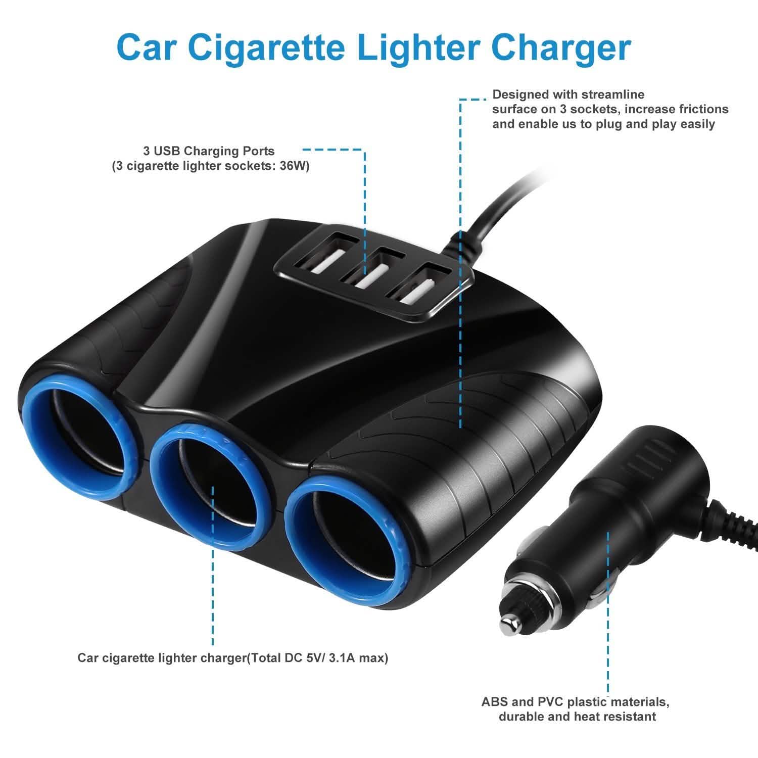 3-Socket Car Cigarette Lighter Splitter DailySale