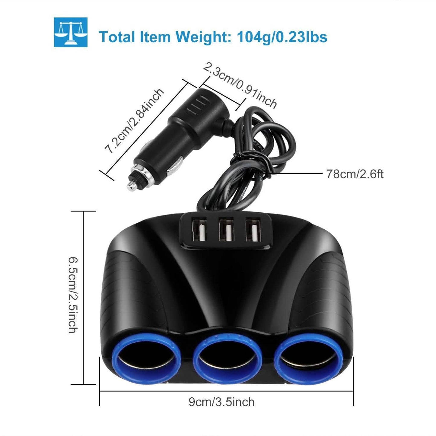 3-Socket Car Cigarette Lighter Splitter DailySale