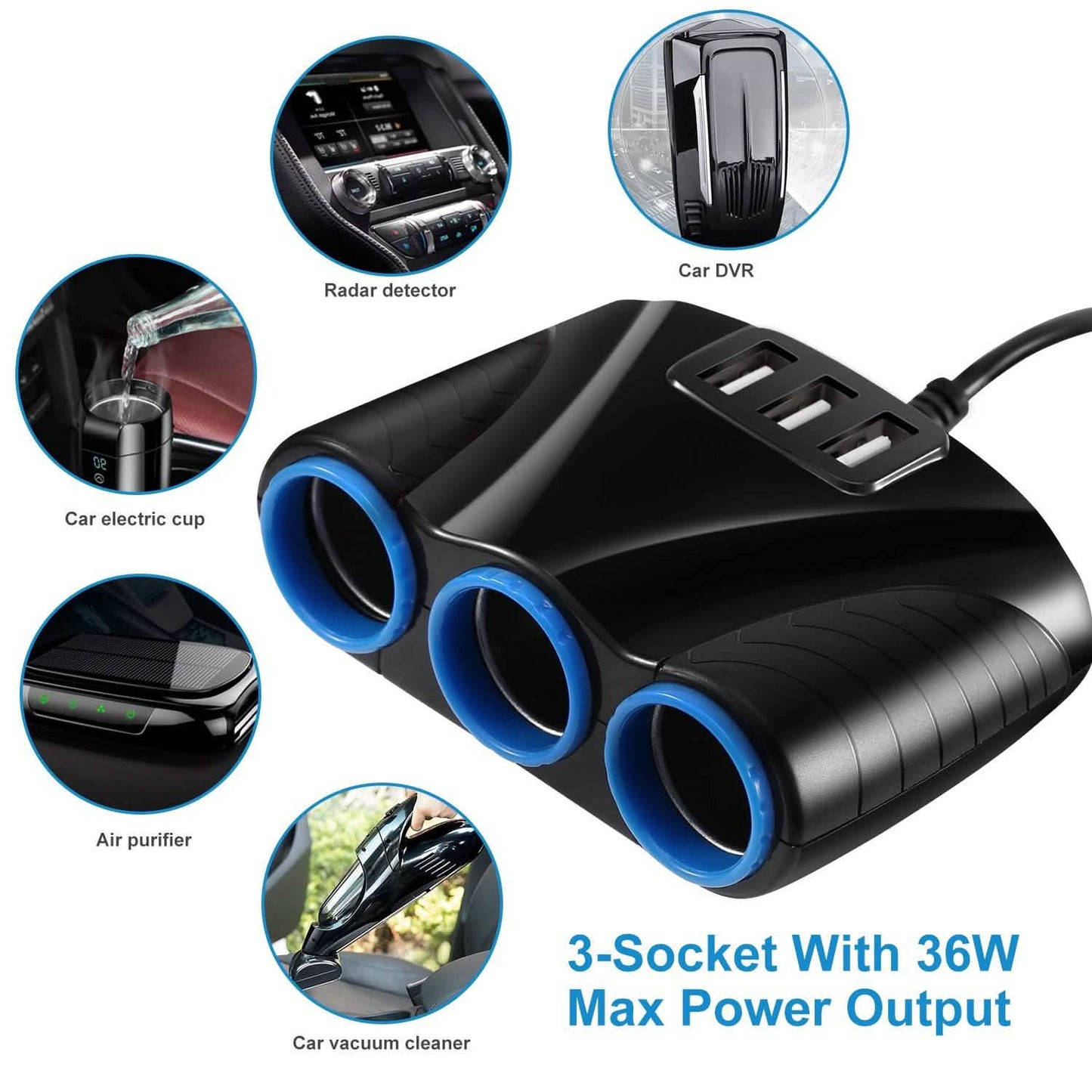 3-Socket Car Cigarette Lighter Splitter DailySale