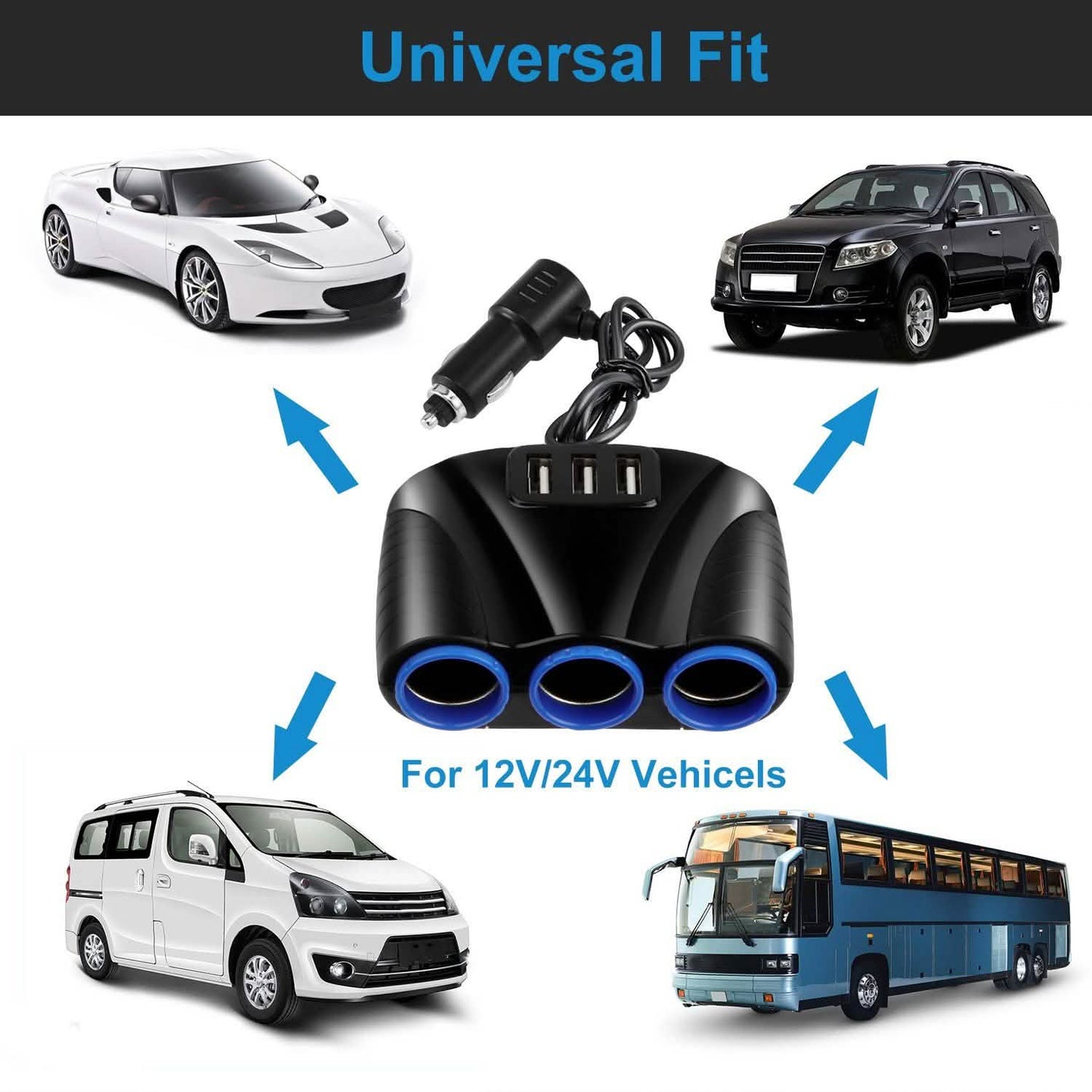 3-Socket Car Cigarette Lighter Splitter DailySale