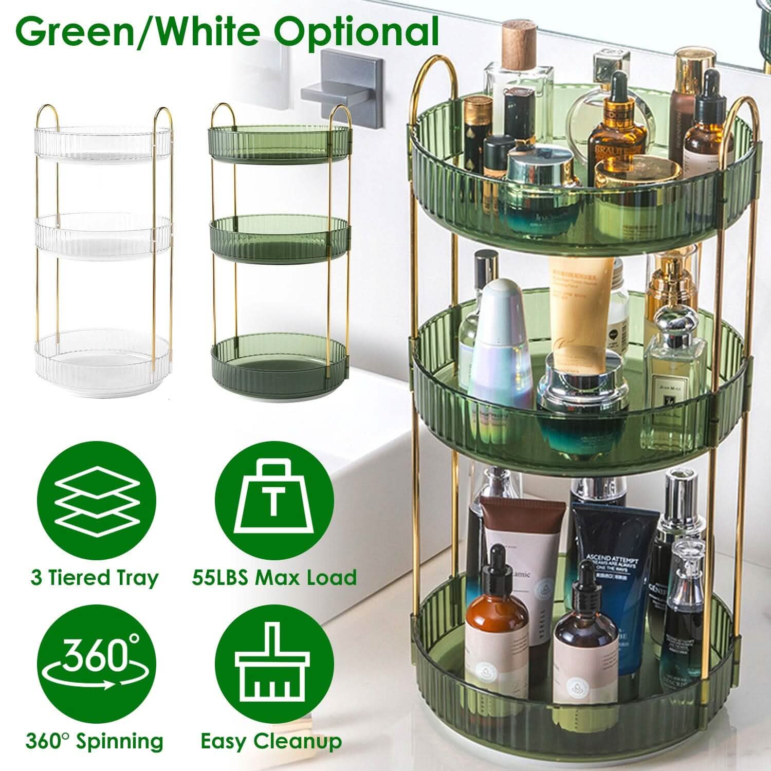 3-Tier 360¬∞ Spinning Rotating Makeup Organizer DailySale