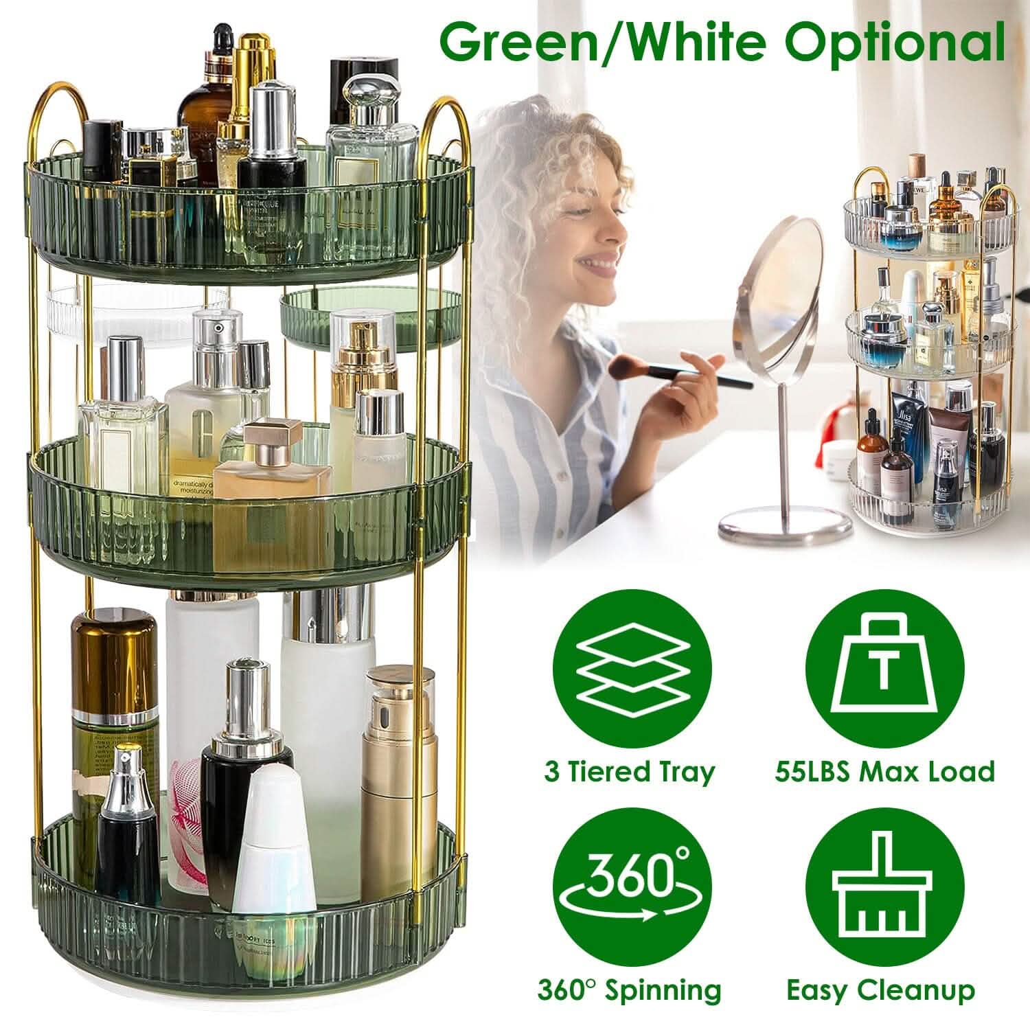 3-Tier 360¬∞ Spinning Rotating Makeup Organizer DailySale