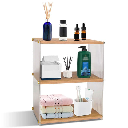 3-Tier: Acrylic Countertop Organizer Bathroom Wood Counter Storage DailySale