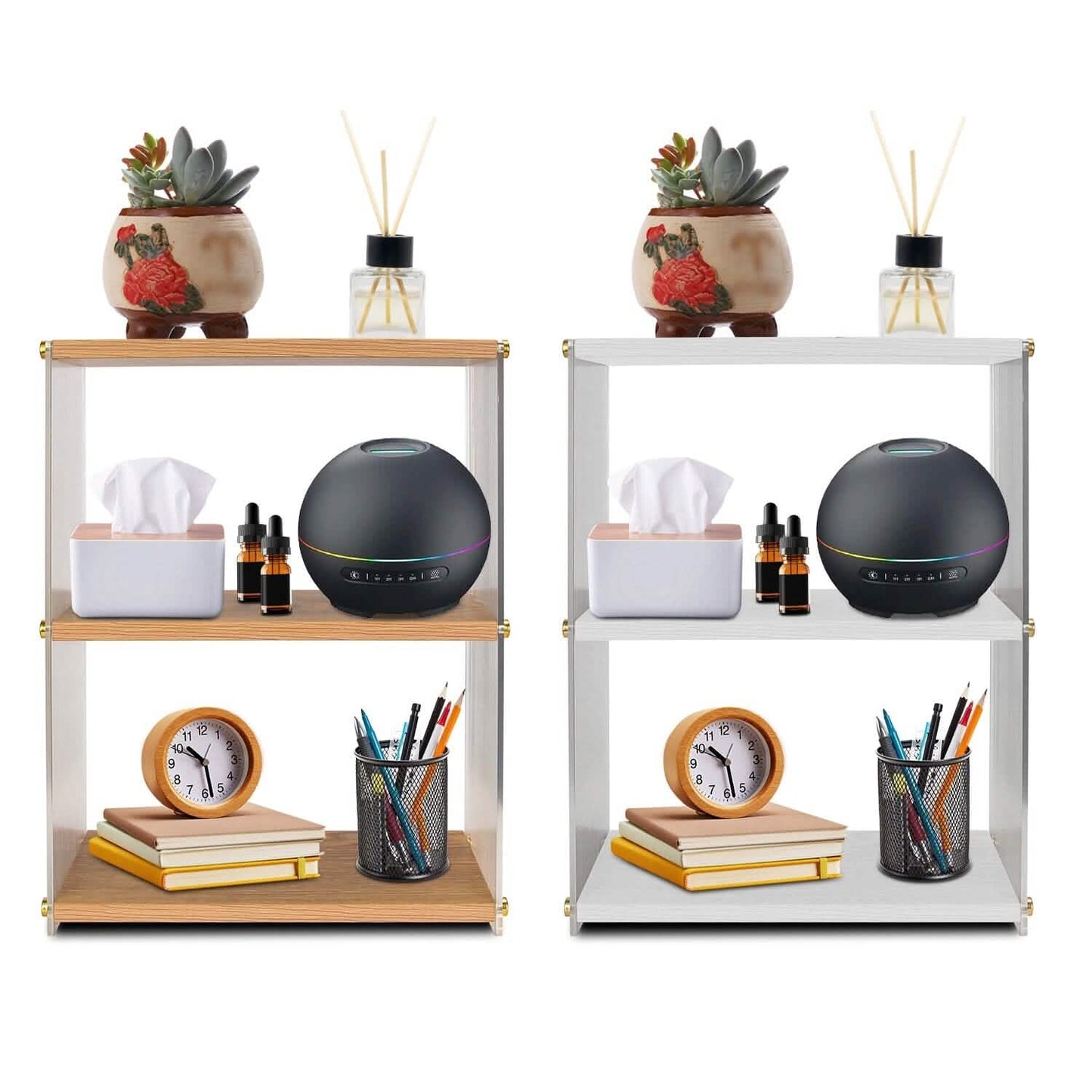 3-Tier: Acrylic Countertop Organizer Bathroom Wood Counter Storage DailySale