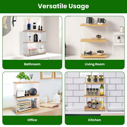 3-Tier: Acrylic Countertop Organizer Bathroom Wood Counter Storage DailySale