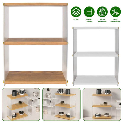 3-Tier: Acrylic Countertop Organizer Bathroom Wood Counter Storage DailySale