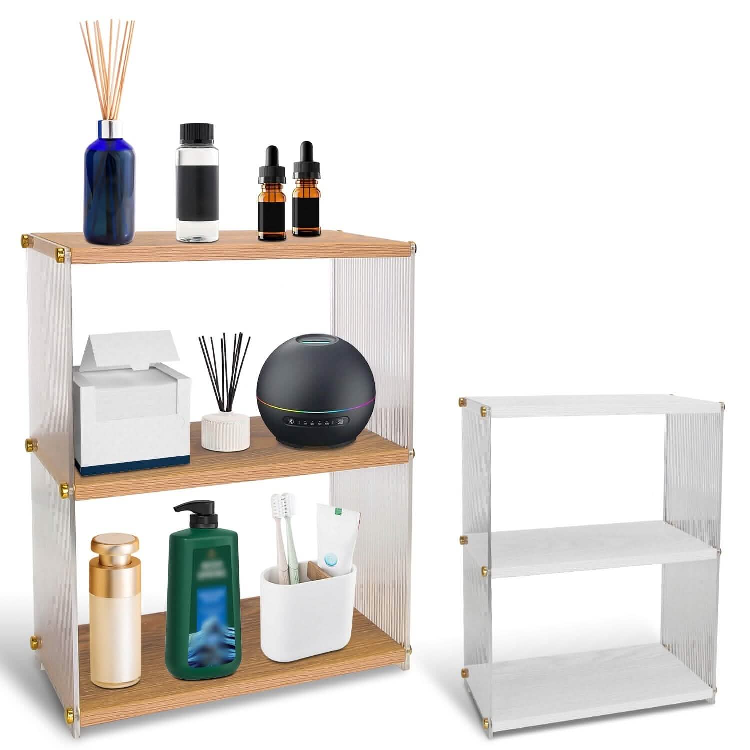 3-Tier: Acrylic Countertop Organizer Bathroom Wood Counter Storage DailySale