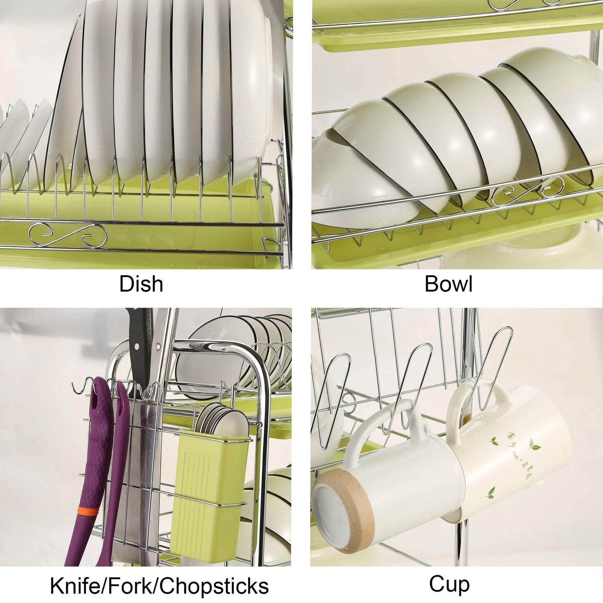 3 Tier Dish Drying Rack Drainer Kitchen Storage Board Cutlery Cup Shelf DailySale