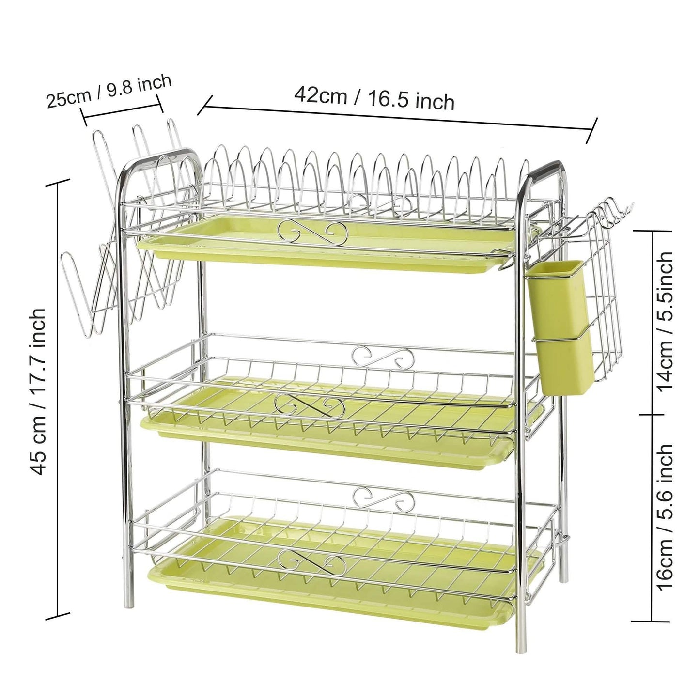 3 Tier Dish Drying Rack Drainer Kitchen Storage Board Cutlery Cup Shelf DailySale