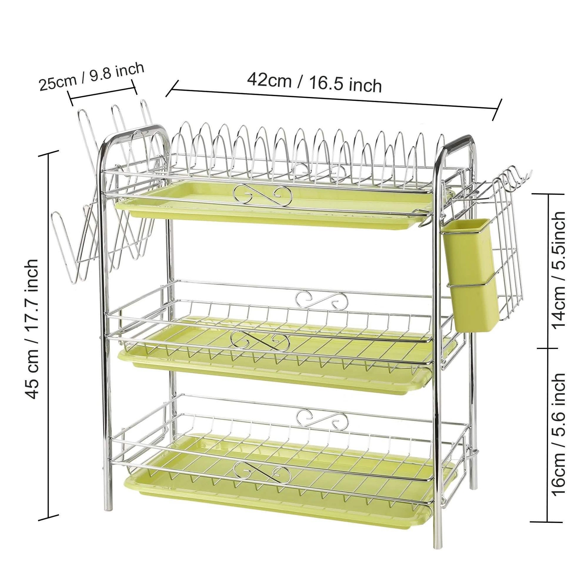 3 Tier Dish Drying Rack Drainer Kitchen Storage Board Cutlery Cup Shelf DailySale
