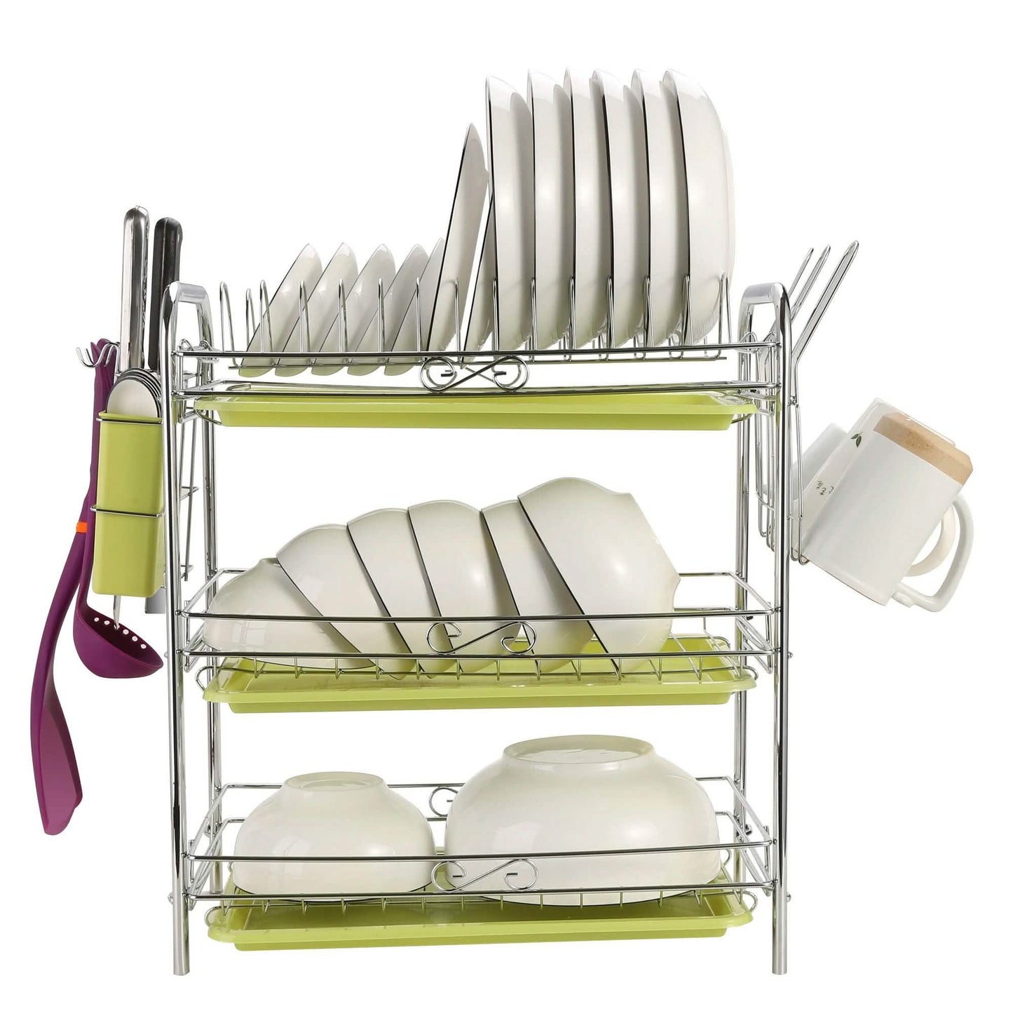 3 Tier Dish Drying Rack Drainer Kitchen Storage Board Cutlery Cup Shelf DailySale