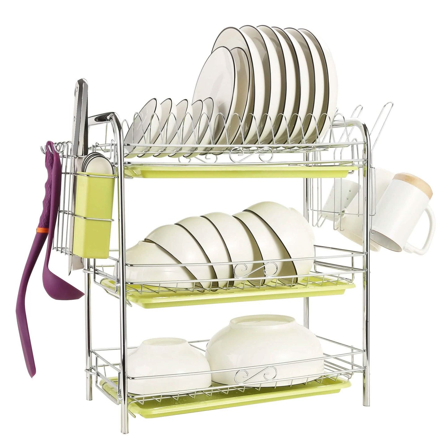 3 Tier Dish Drying Rack Drainer Kitchen Storage Board Cutlery Cup Shelf DailySale
