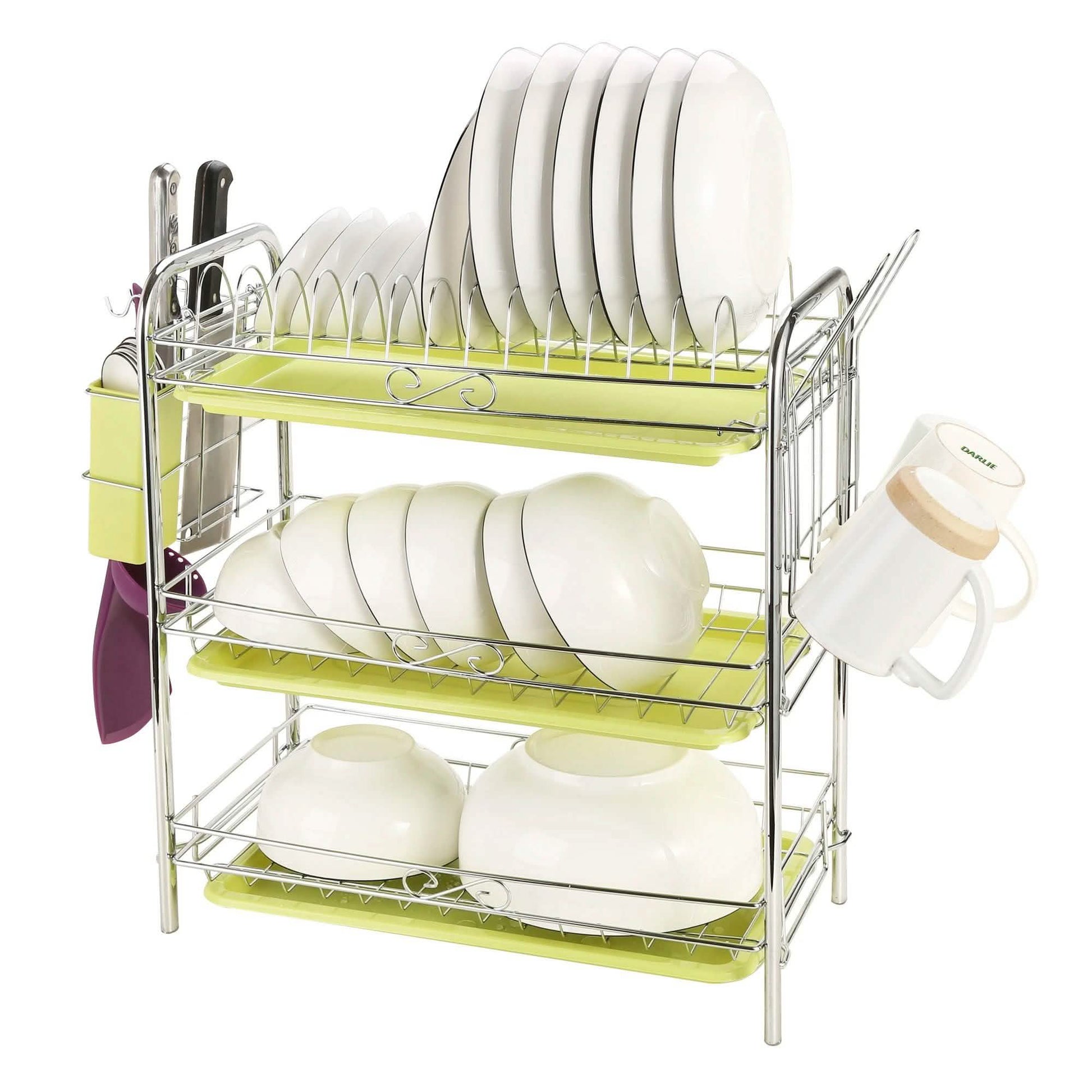 3 Tier Dish Drying Rack Drainer Kitchen Storage Board Cutlery Cup Shelf DailySale