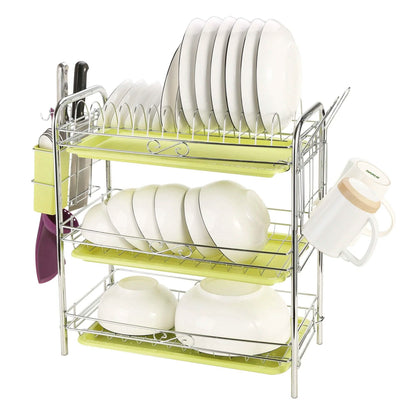 3 Tier Dish Drying Rack Drainer Kitchen Storage Board Cutlery Cup Shelf DailySale
