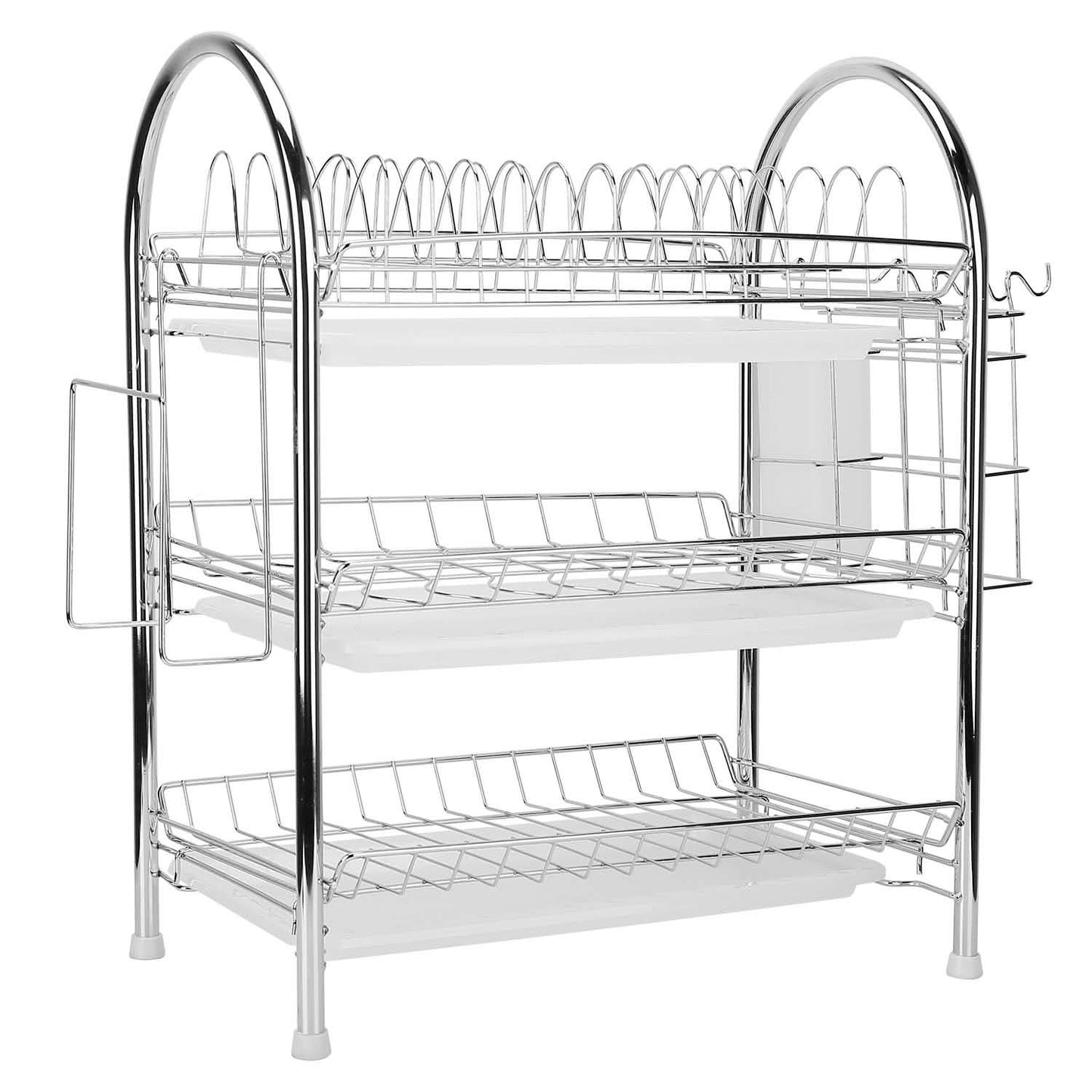 3-Tier Dish Drying Rack Shelf with 3 Drain Trays Chopping Board DailySale